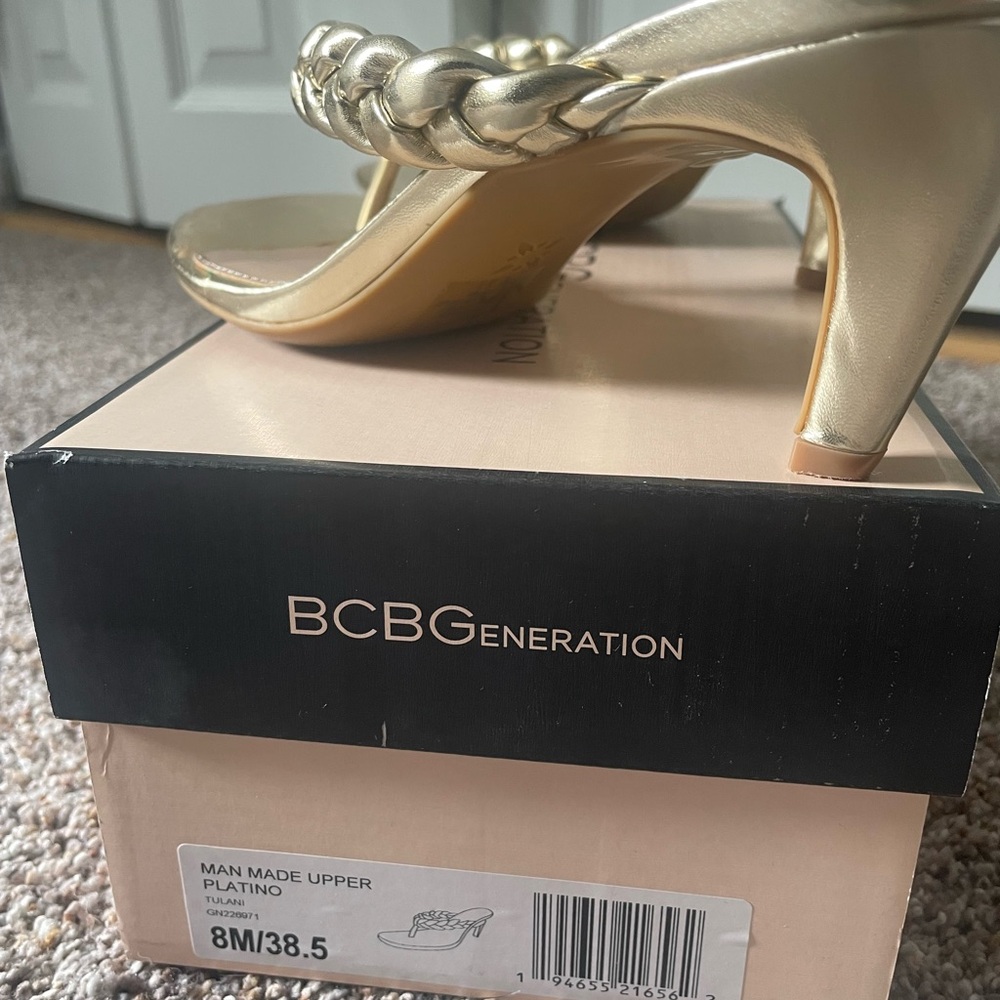Womens Gold braided dress sandal